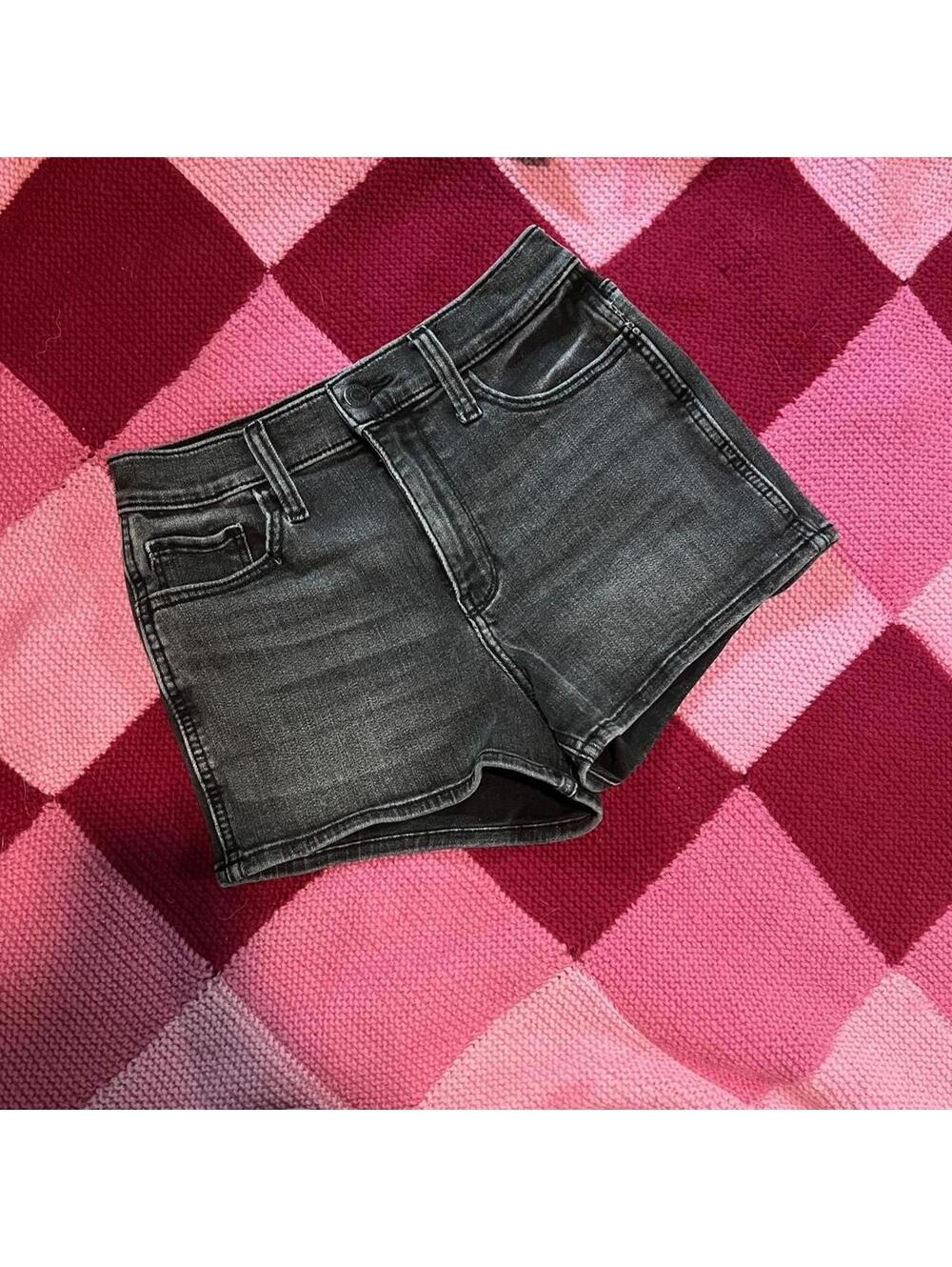 black denim high waisted mini shorts